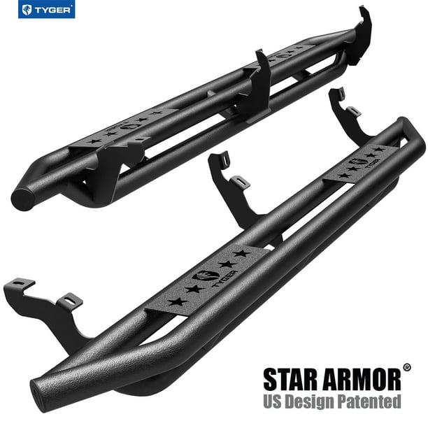 For 2019-2020 Ford Ranger SuperCrew 3" Black Side Step Rails Nerf Bar Mild Steel